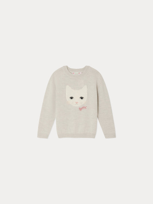 女童灰色猫咪羊毛毛衣
