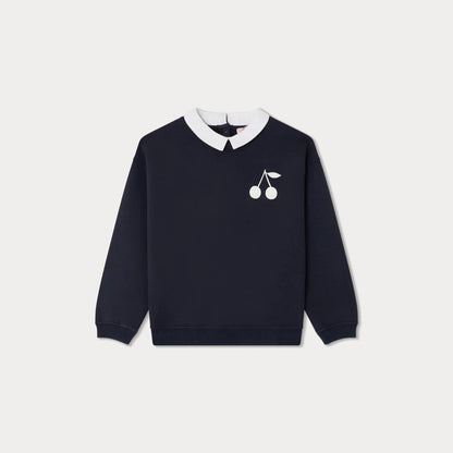 女童藏青色Logo棉卫衣