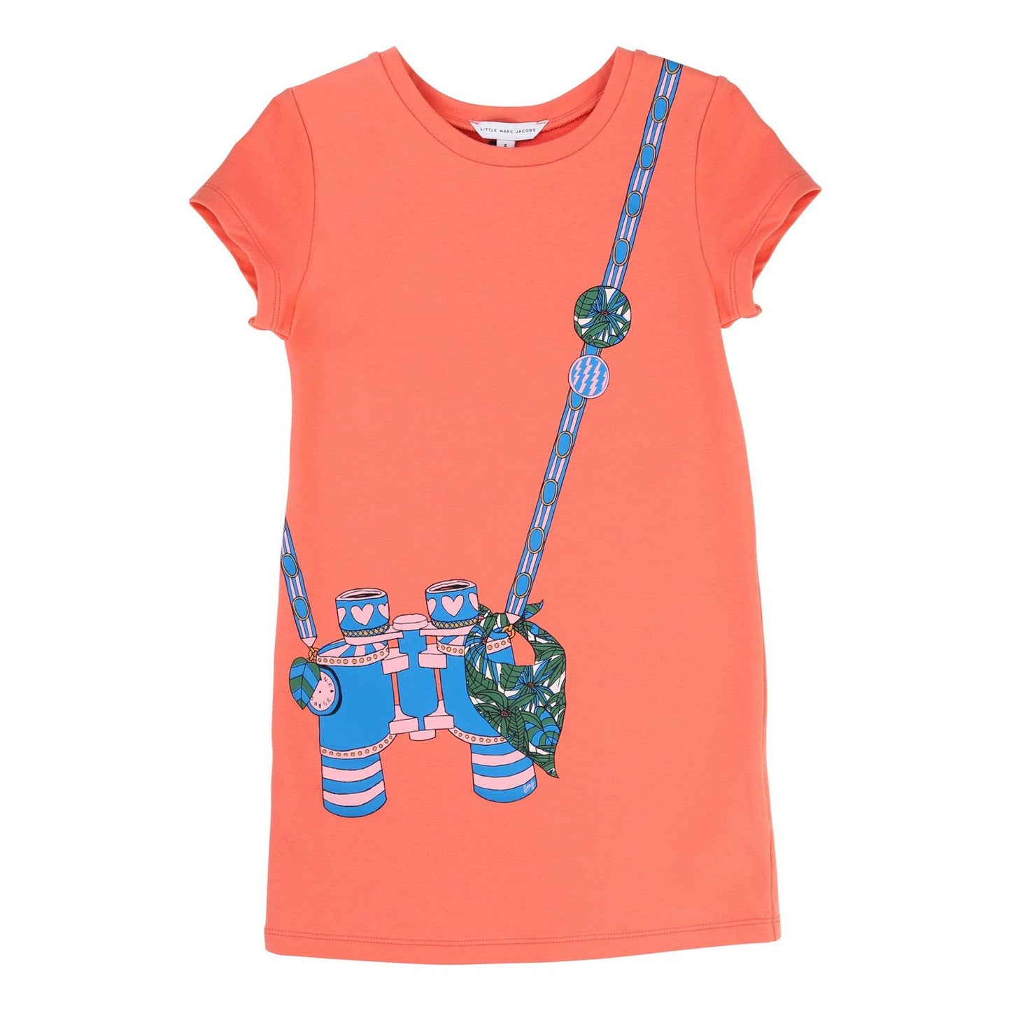 Girls Pink Cotton Telescope Printed Optical Illusionfleece Dress