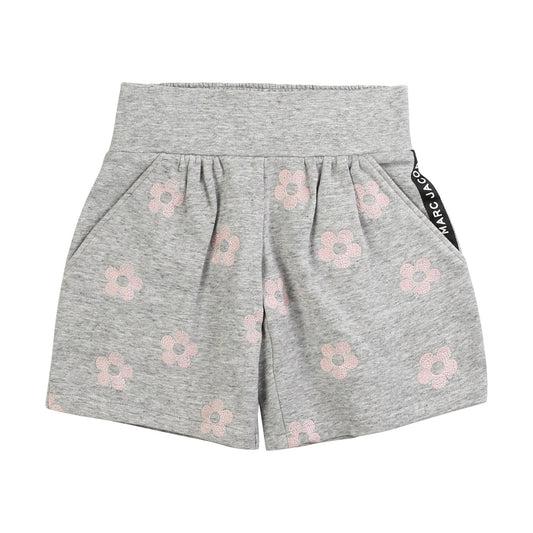 Girls Grey Printing Cotton Shorts