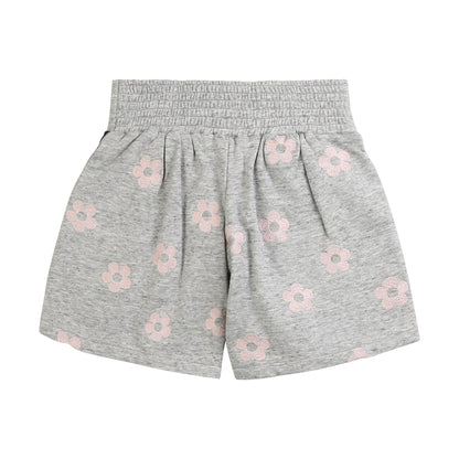 Girls Grey Printing Cotton Shorts
