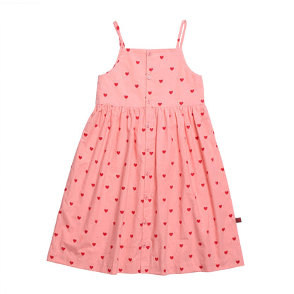 Girls Pink Heart Cotton Dress