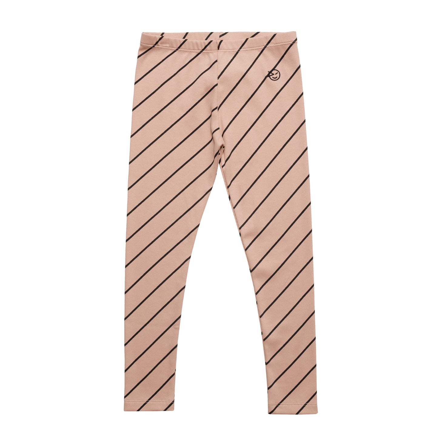 女童粉色条纹棉打底裤