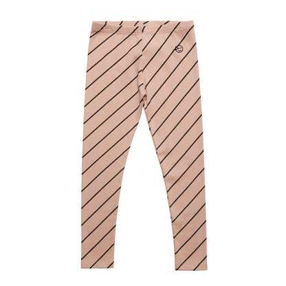 女童粉色条纹棉打底裤