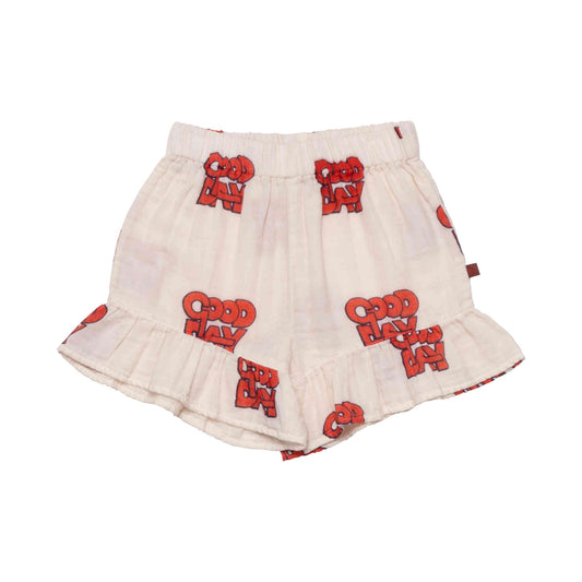 女童白色Logo棉短裤