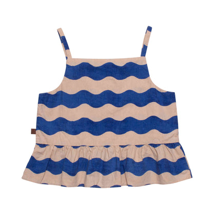 女童蓝色条纹上衣