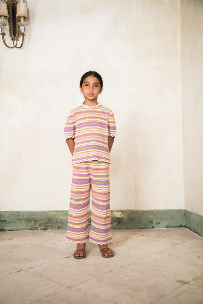 女童彩色针织棉T恤