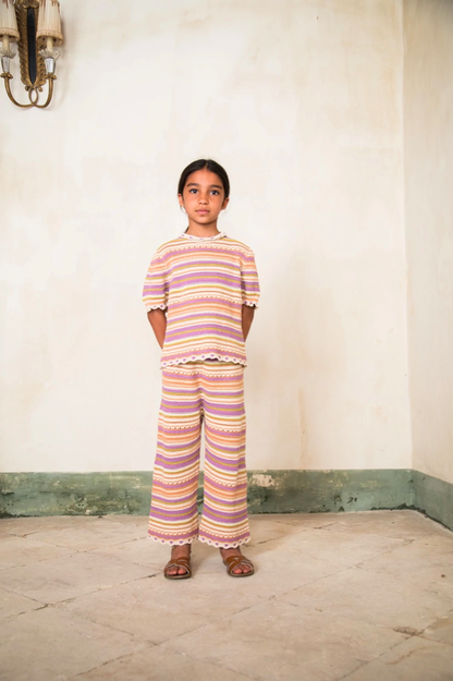 女童彩色针织棉T恤