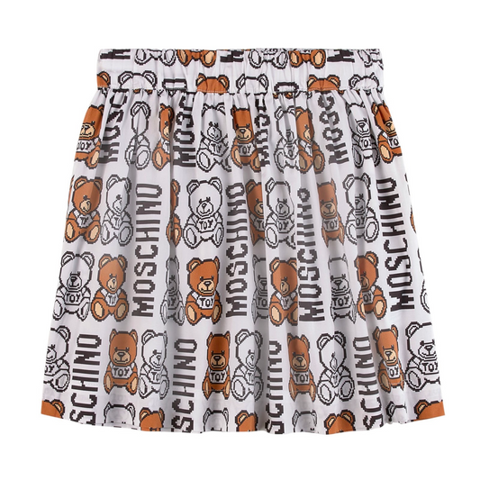 女童白色泰迪熊棉短裙