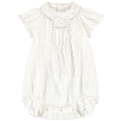 Baby Girls Off White Cotton Romper