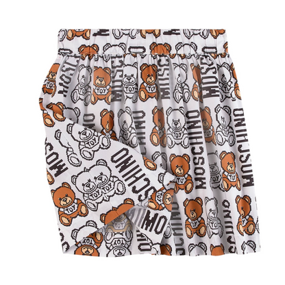 女童白色泰迪熊棉短裙