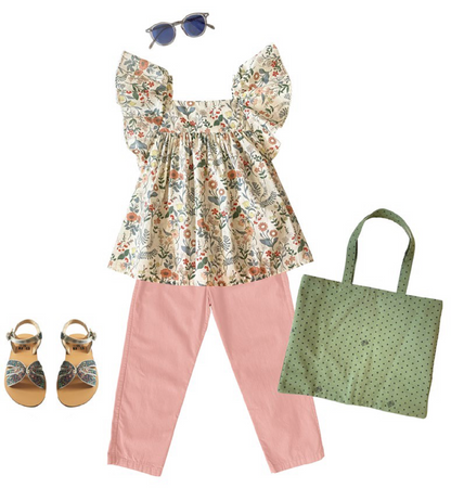 女童黄色碎花棉上衣