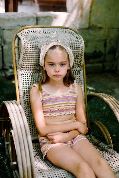 女童彩色针织棉短裤