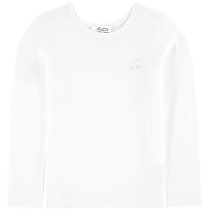 Girls Off White Cotton T-Shirt