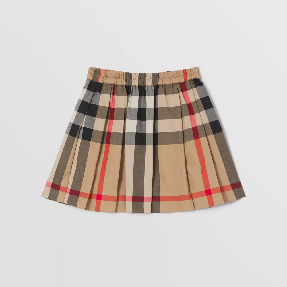 女童米色格子短裙