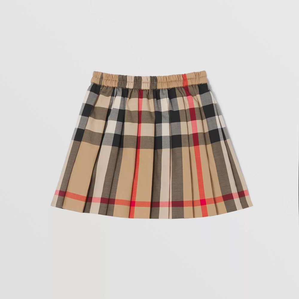 女童米色格子短裙
