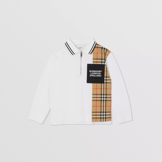 男童白色Logo棉Polo衫