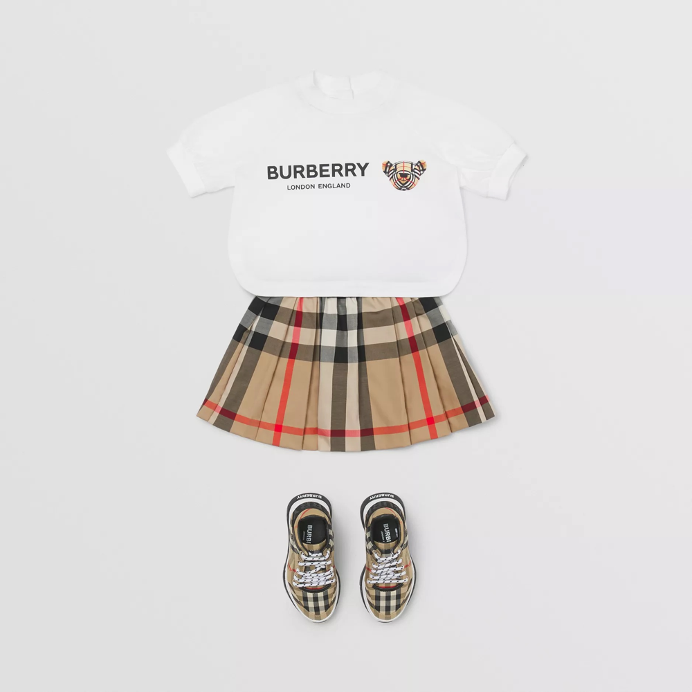 女童米色格子短裙