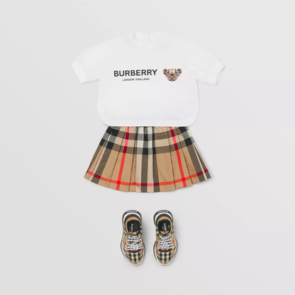 女童米色格子短裙