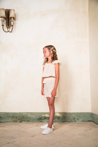 女童白色棉短裤