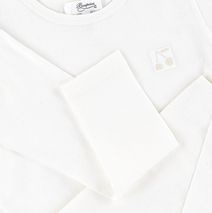 Girls Off White Cotton T-Shirt