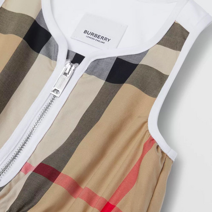 女婴米色格子连衣裙