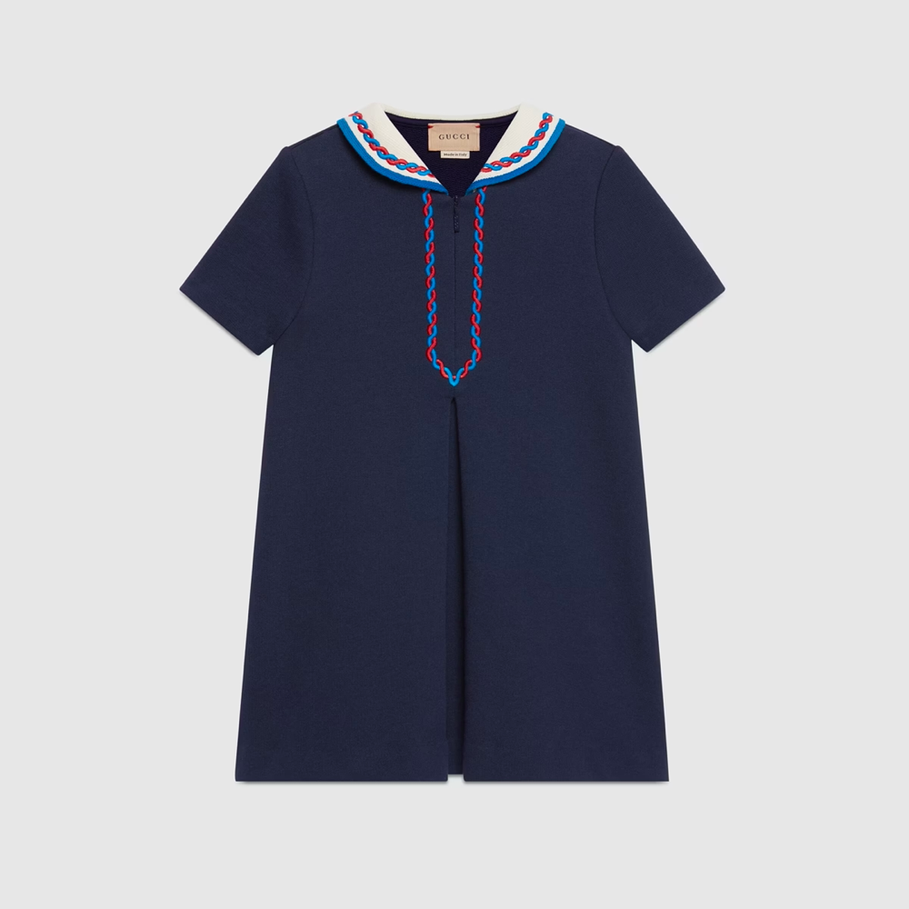 女童藏蓝色印花连衣裙