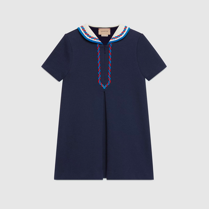 女童藏蓝色印花连衣裙