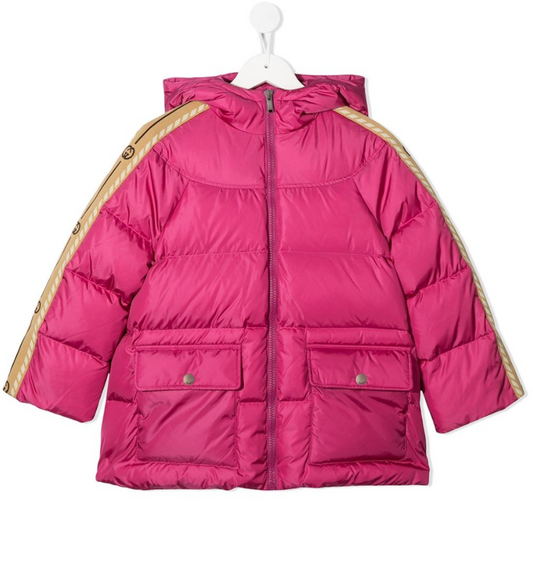 Girls Pink GG Padded Down Coat