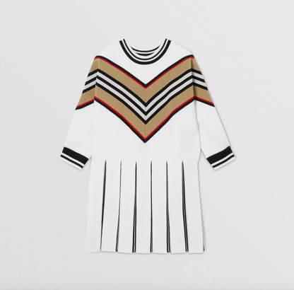 Girls White Long Sleeves Dress