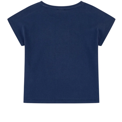 Girls Navy Tiger Cotton T-Shirt