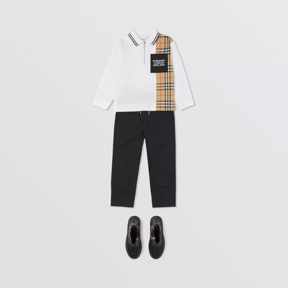 男童白色Logo棉Polo衫