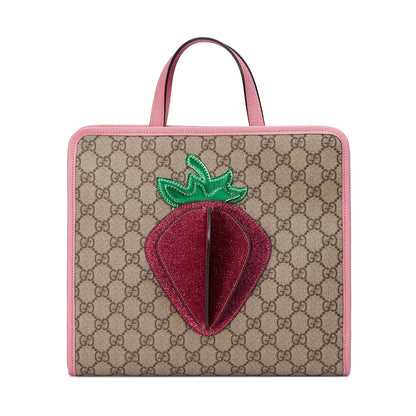 Girls Beige GG Strawberry Handbag