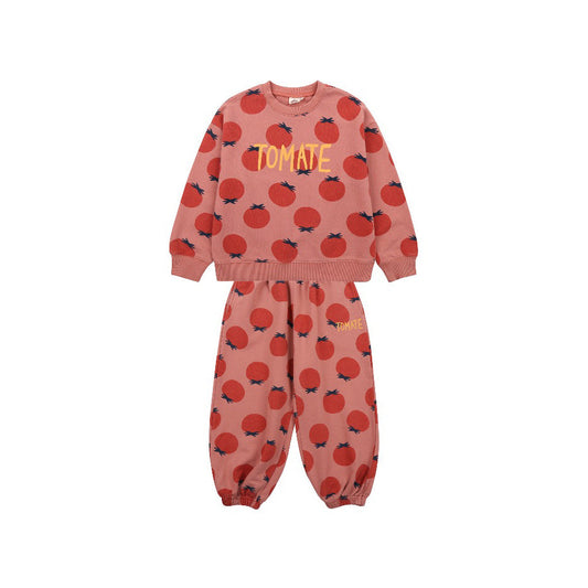 儿童粉色印花棉套装