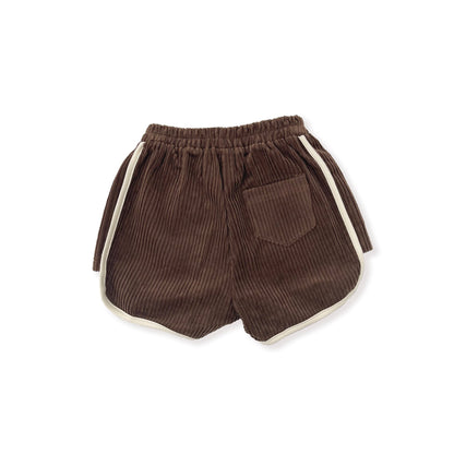 女童棕色灯芯绒短裤
