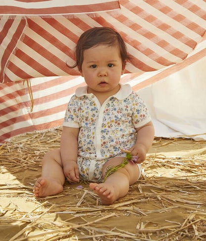 女婴白色棉连体衣