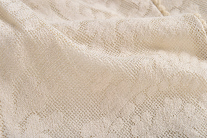 女童奶油白巴洛克蕾丝棉上衣