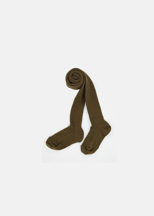 Baby Girls Khaki Rib Tights