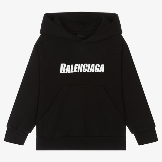 儿童黑色Logo连帽卫衣