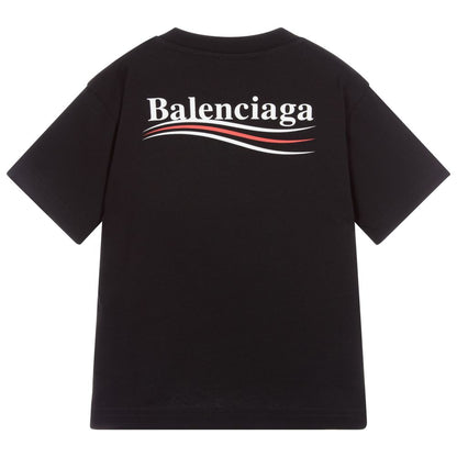 Boys & Girls Black Logo Cotton T-Shirt