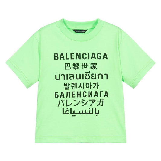 Boys & Girls Fluo Green Cotton T-Shirt