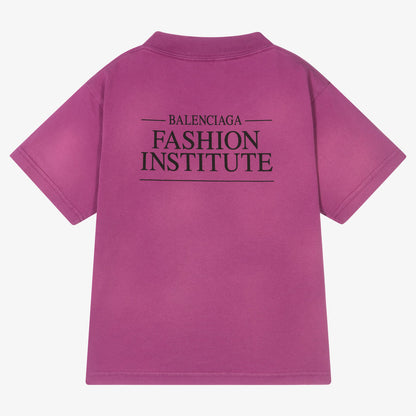 儿童紫红色Logo棉T恤