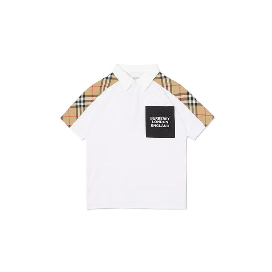 Boys White Cotton Polo Shirt
