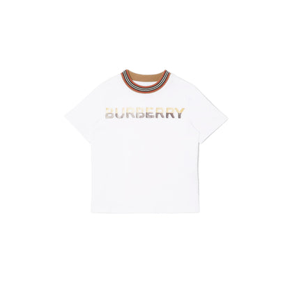 Boys White Logo Cotton T-Shirt