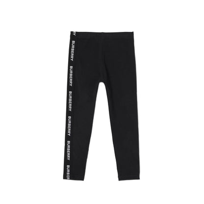 Girls Black Logo Cotton Trousers