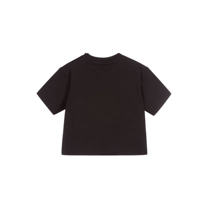 Baby Boys & Girls Black Logo Cotton T-Shirt
