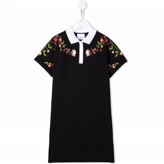 女童黑色印花棉连衣裙