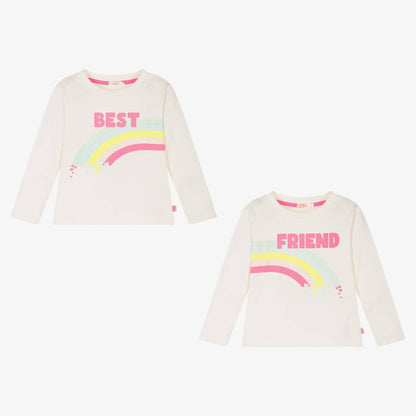 女童白色Logo棉T恤套装（2件）