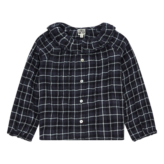 Girls Black Check Blouse