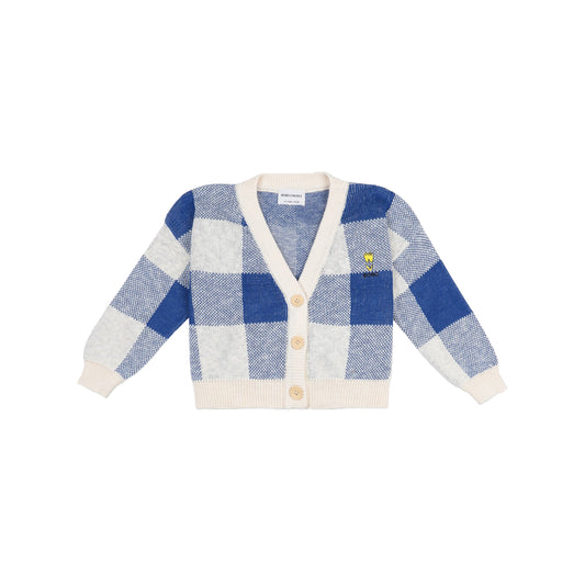 女童蓝色格子开衫